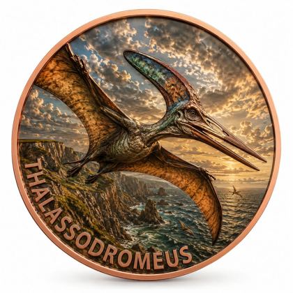 Metal coin, pterosaur design