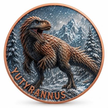 Metal coin, dinosaur design